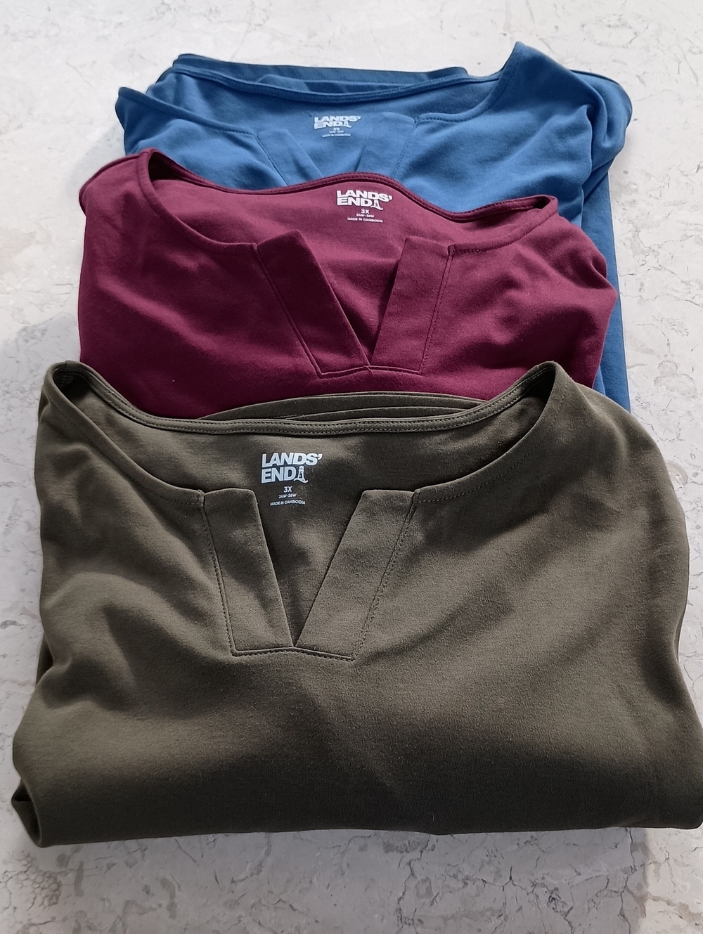 Lands End Women's 3x Cotton Polyester L/S Tunic w/Pockets BUNDLE of 3 
